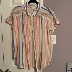 EUC Pastel Stripe Button Down Cotton Shirt